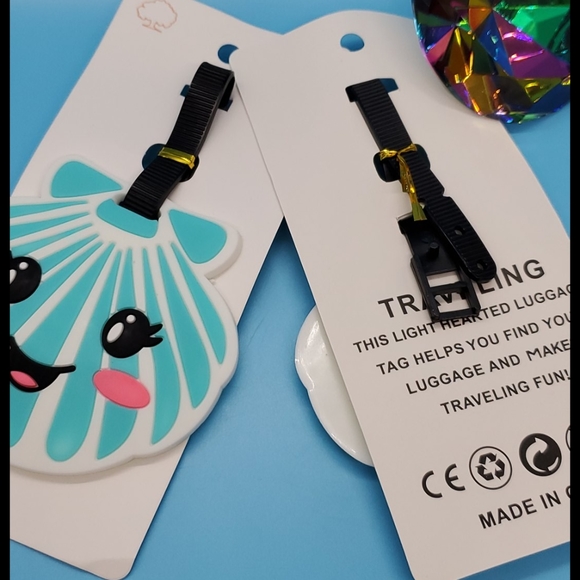 Smiling seashells luggage baggage id tag for backpacks travel suitcases - Picture 4 of 5